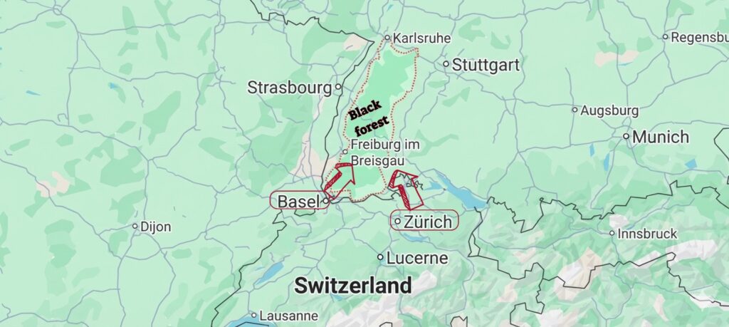 מפה בין שוויץ ליער השחור